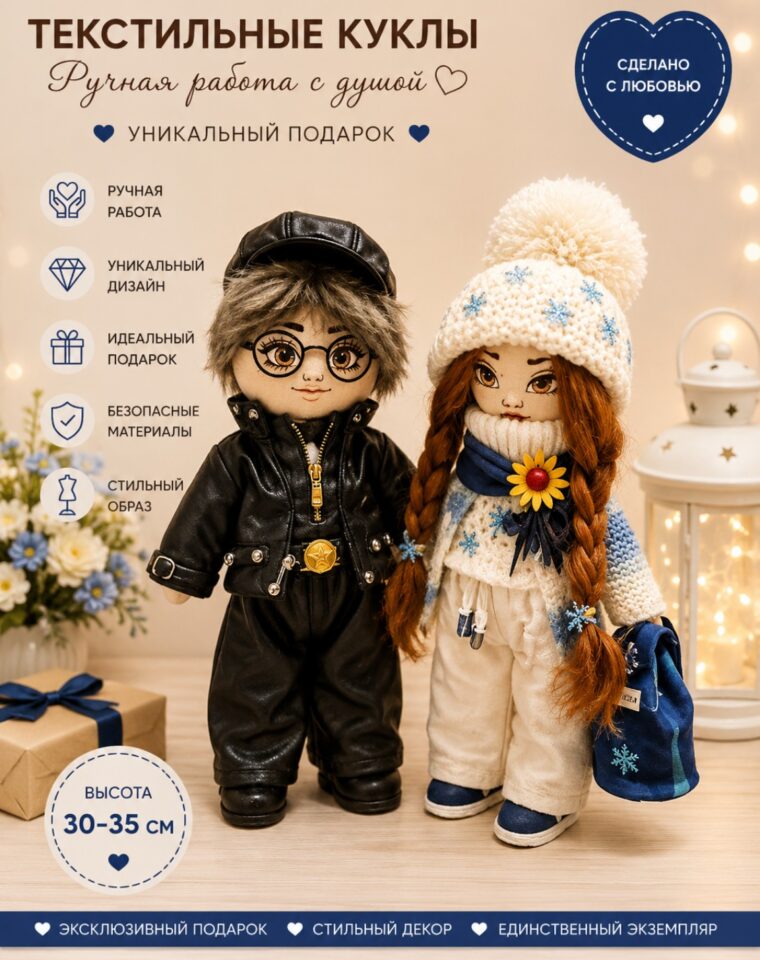 Куклы ручной работы «Стильная пара»