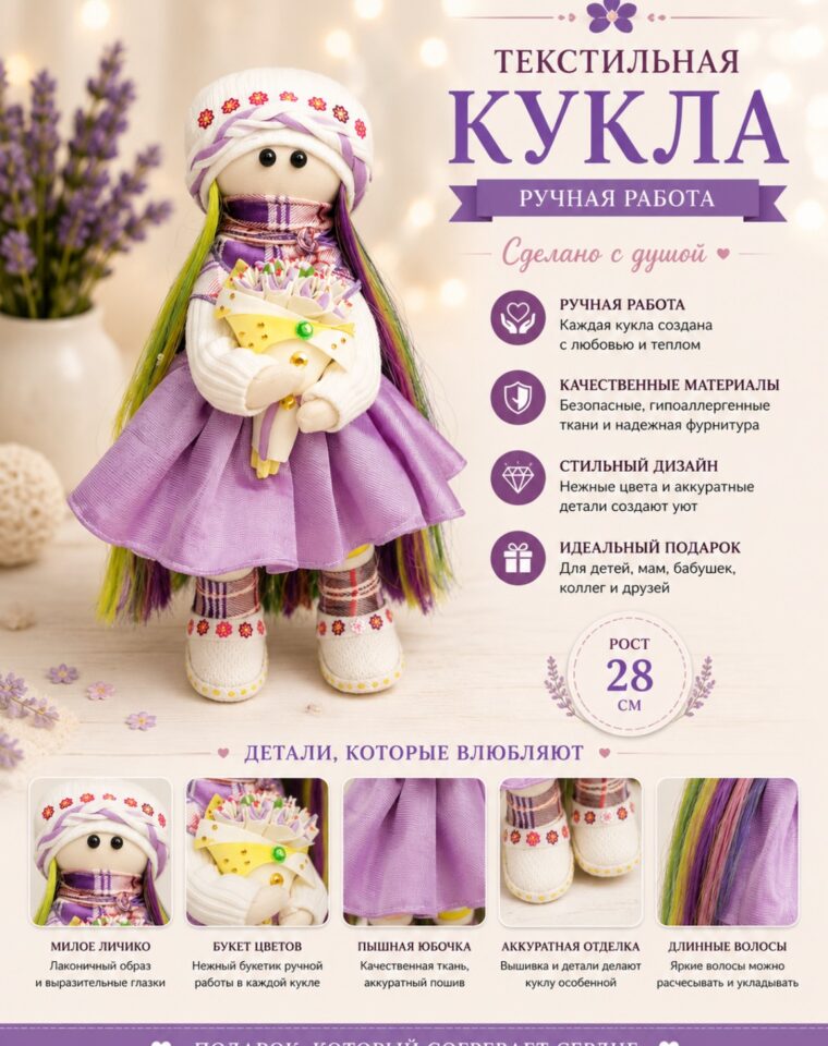 Кукла «Сиреневый букет»