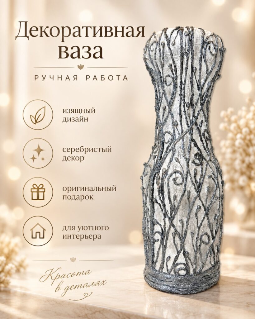 Декоративная ваза «Серебряная фактура»