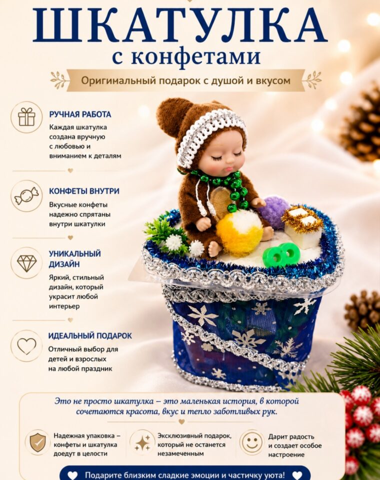 Шкатулка с конфетами «Малыш-обезьянка»