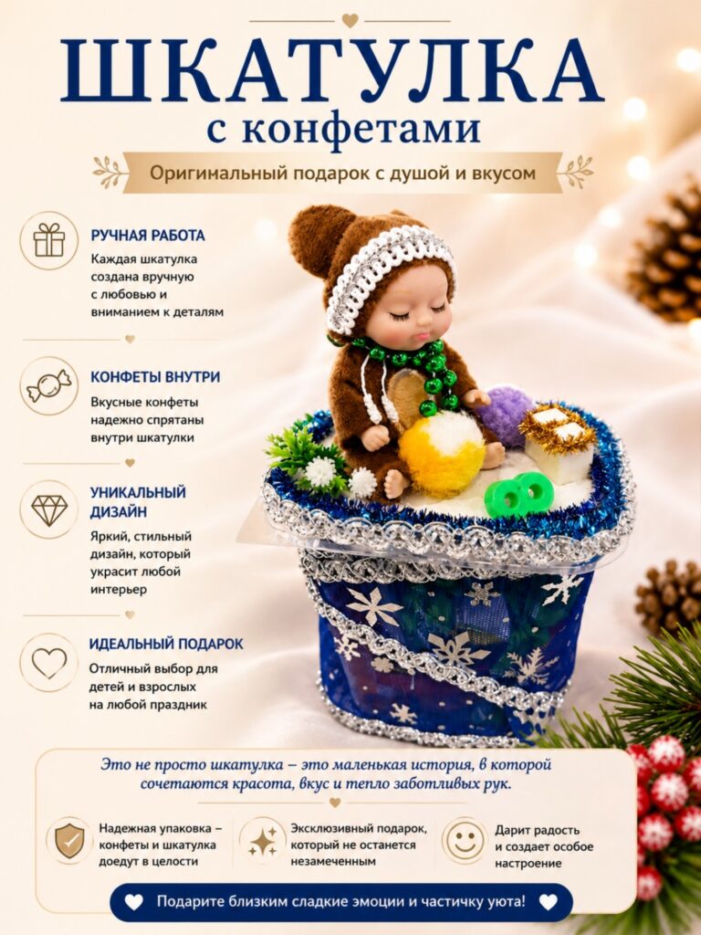 Шкатулка с конфетами «Малыш-обезьянка»