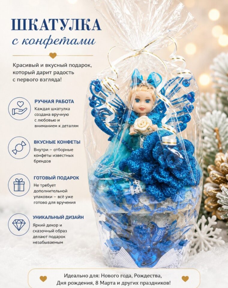 Шкатулка с конфетами «Голубой ангелочек»