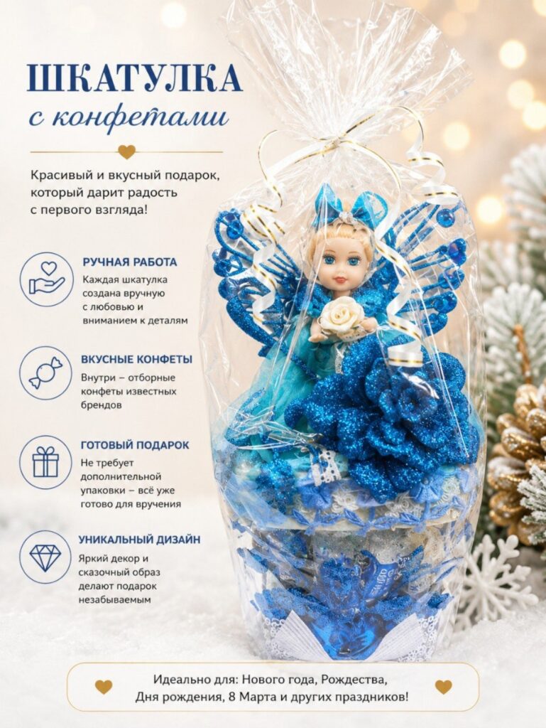 Шкатулка с конфетами «Голубой ангелочек»