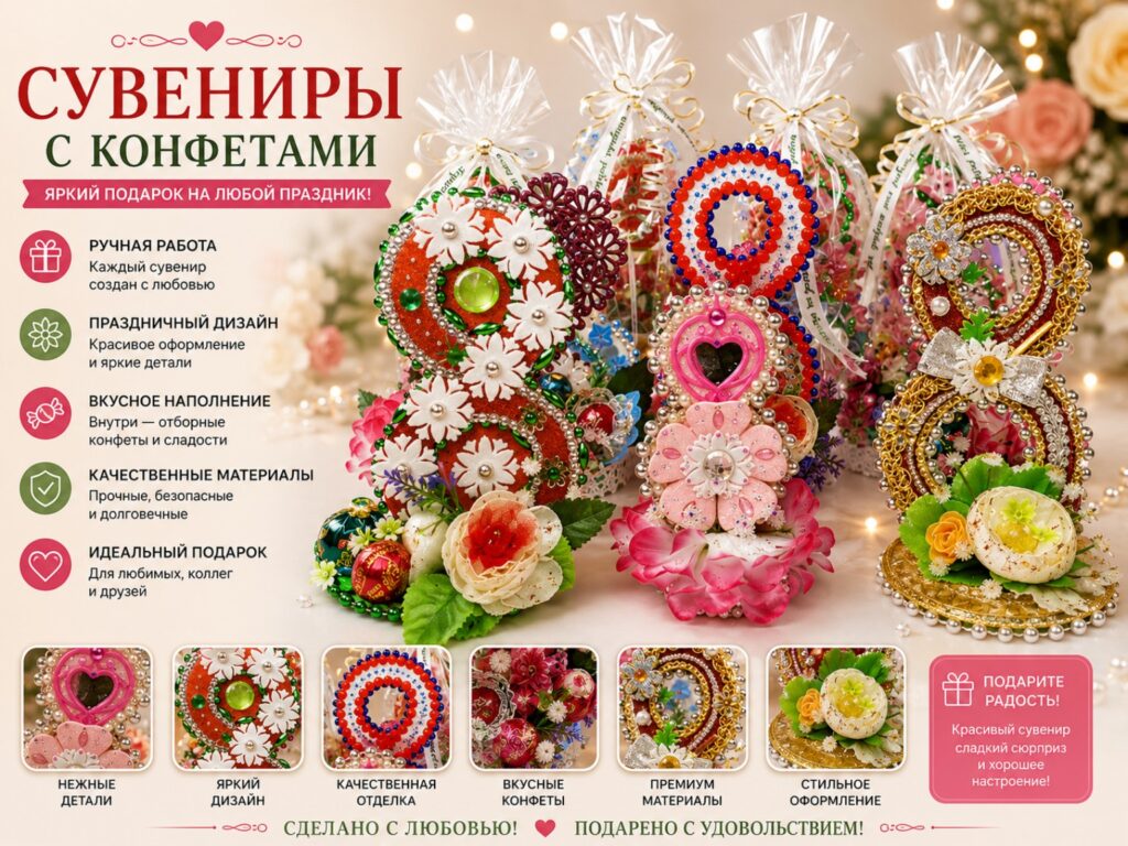 Сувениры с конфетами «Весенние восьмёрки»