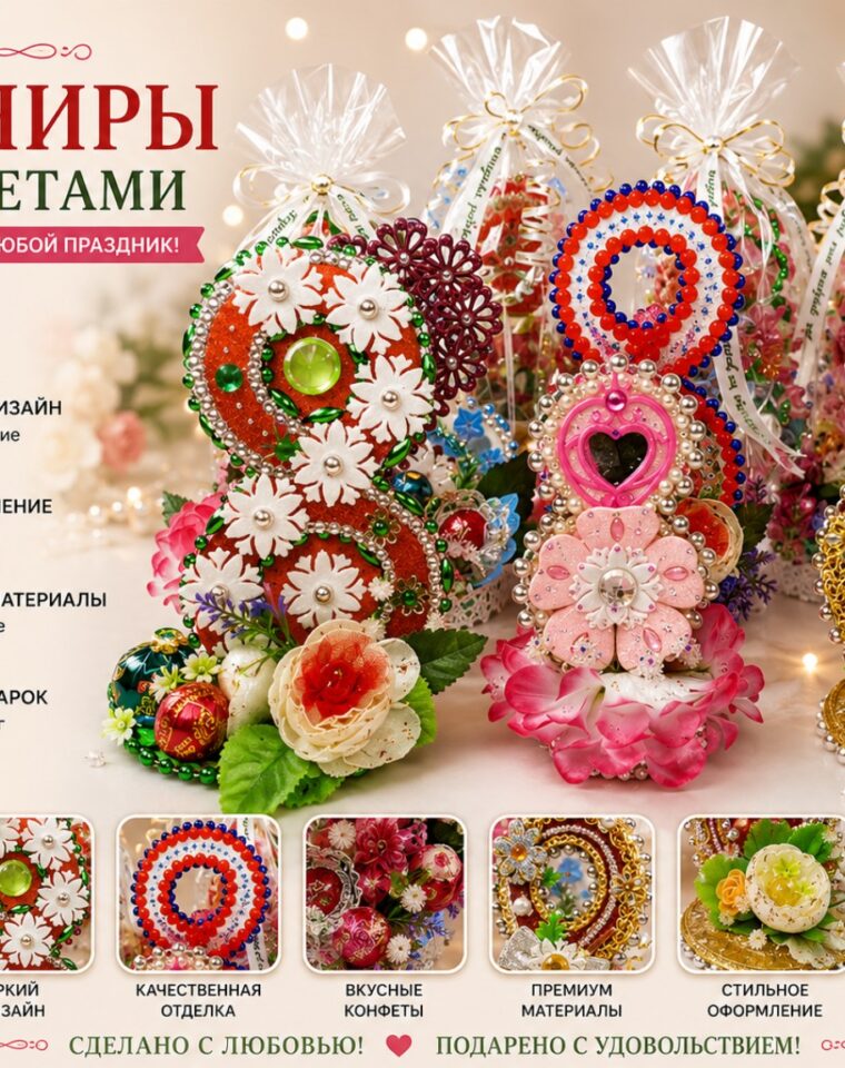 Сувениры с конфетами «Весенние восьмёрки»