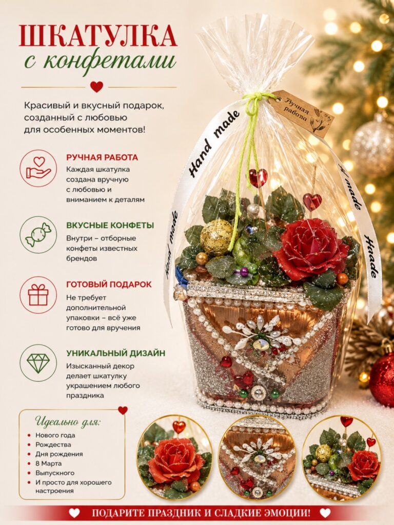 Шкатулка с конфетами «Алая роза»