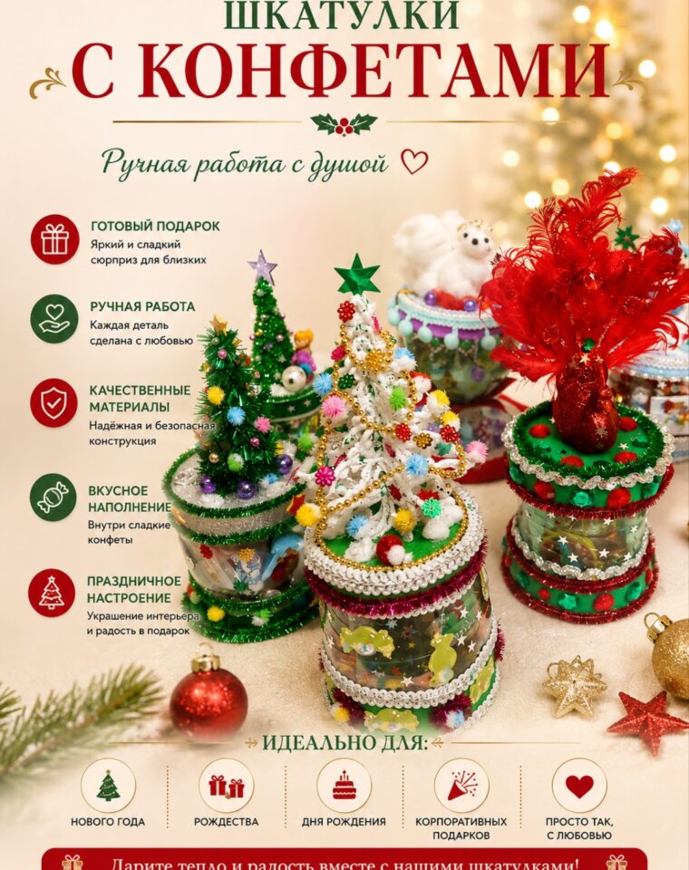 Шкатулки с конфетами «Новогодние истории»