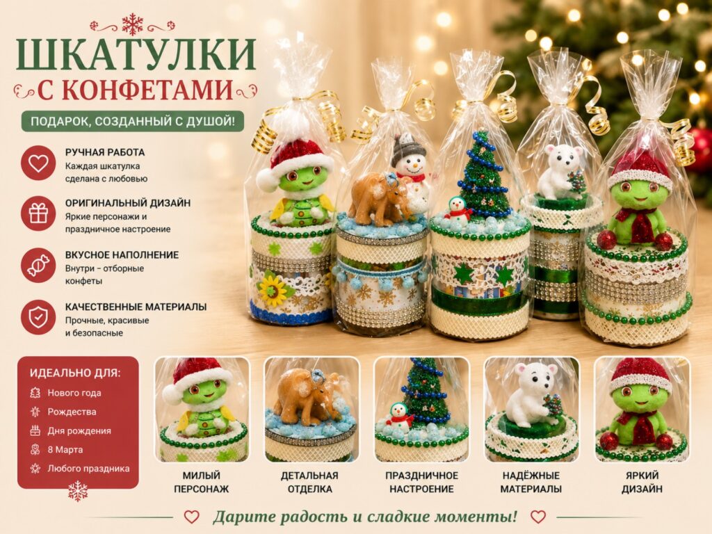 Шкатулки с конфетами «Сказочные подарки»